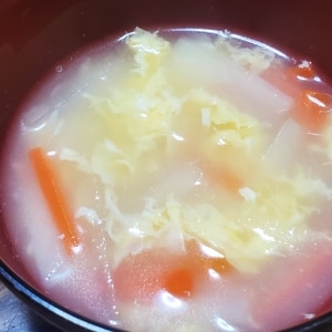 大根、人参、えのき、卵の中華スープ